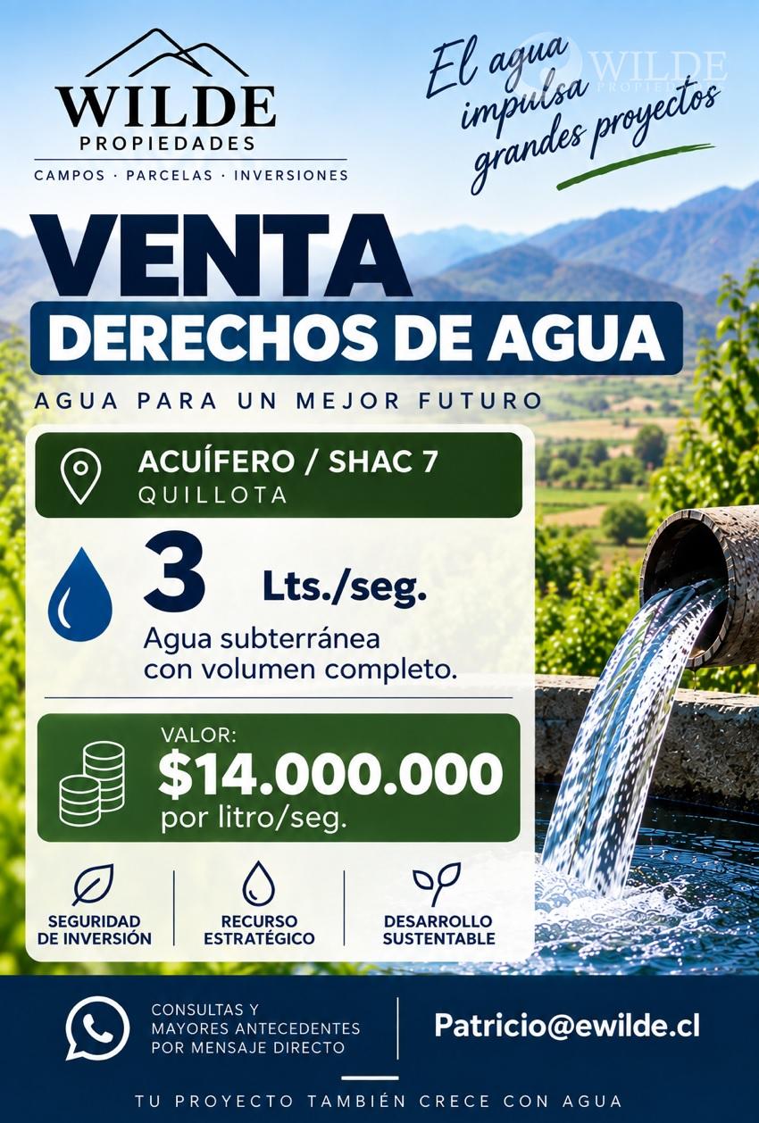 VENTA DERECHOS DE AGUA SUBTERRANEA